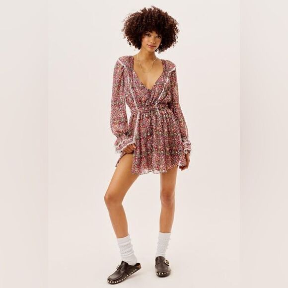 For Love & Lemons Grace Mini Pink Dress Floral Lace Size S - Picture 3 of 11